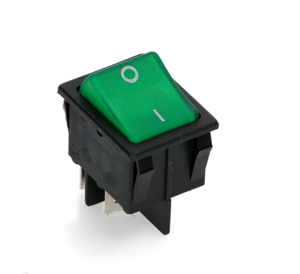 INTERRUTTORE BIPOLARE LUMINOSO VERDE 250V MAX 20A - F037V Mis 25.5 x 31 mm