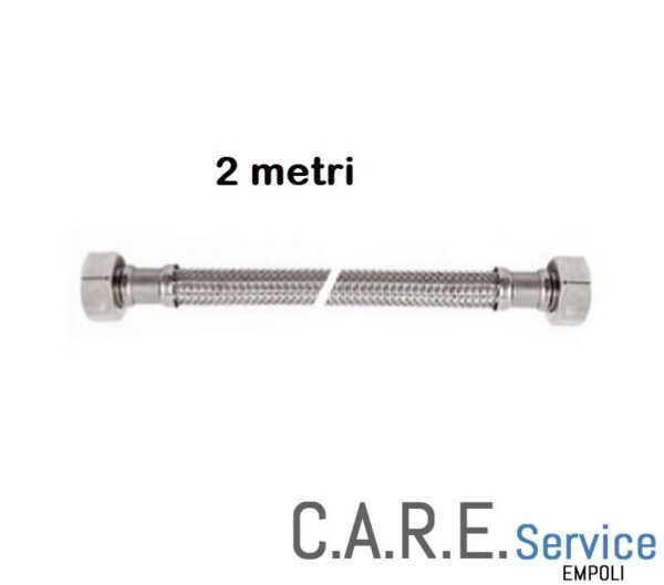 Tubo carico acqua lunghezza 2 MT attacchi 3/8 F/F idoneo al contatto alimenti