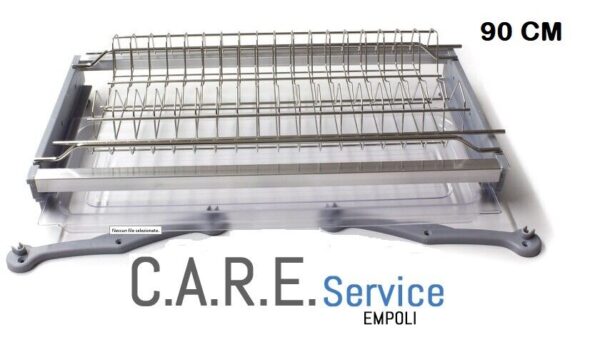KIT SCOLAPIATTI ACCIAIO INOX 90cm CON BACINELLA PLASTICA. ITALIA