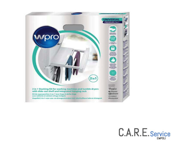 Kit sovrapposizione Lavatrice Asciugatrice + Stendino + ripiano Whirlpool