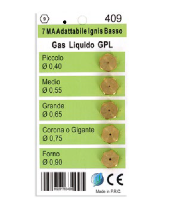 KIT UGELLI INIETTORI 7MA GPL PER CUCINE E PIANI COTTURA IGNIS BASSO