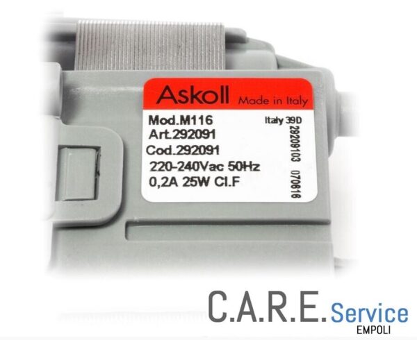 POMPA SCARICO LAVATRICE MAGNETICA ASKOLL 25W FASTON ALTI PLASET 64282 AV5408.1