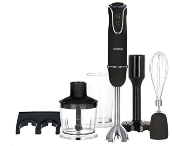 H.Koenig MIX75 Frullatore ad Immersione 4 in 1 con Accessori 4 funzioni 5 veloc.