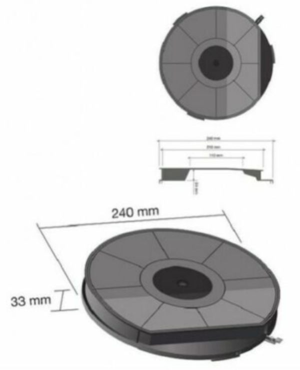Filtro Campana TYPE 28 ELICA Dulces Electrolux ZANUSSI WHIRLPOOL Ø 240 H 33MM