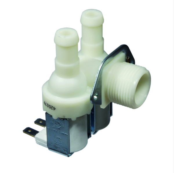 ELETTROVALVOLA LAVATRICE DOPPIA USCITA 2 VIE 90° 14MM BG TP 220V UNIVERSALE
