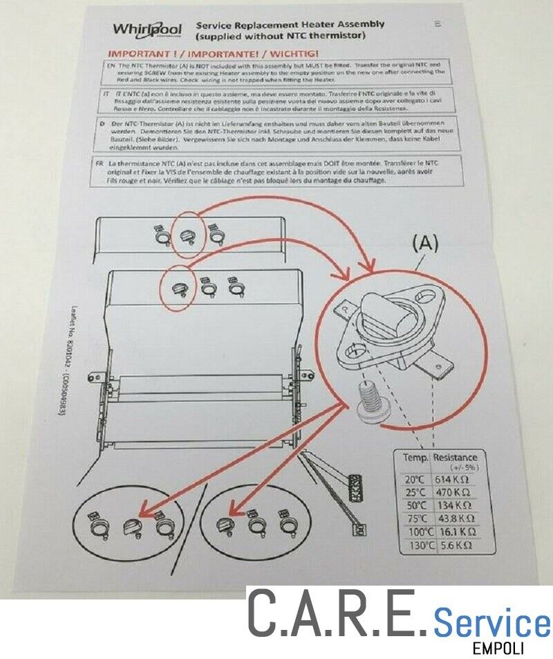 Originale Ariston/Hotpoint/Indesit Asciugatrice Resisitenza C00260045 ADE70 TCL7
