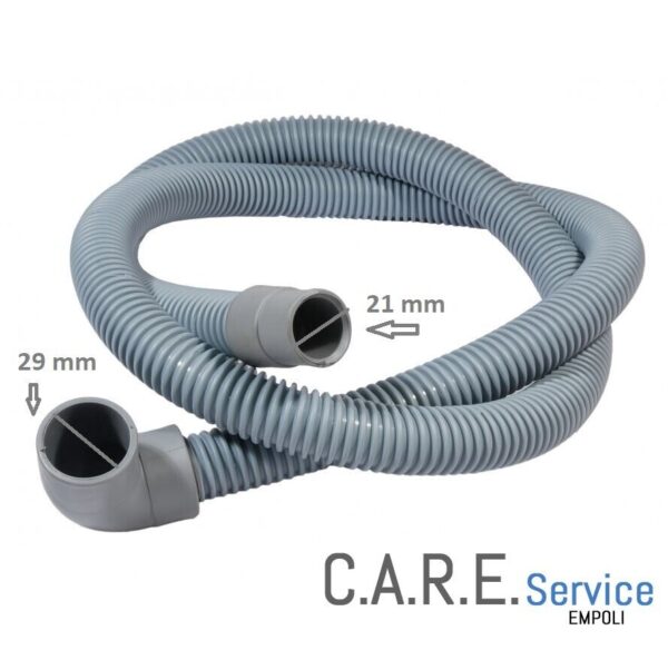 TUBO DI SCARICO ACQUA cm 200 PER LAVATRICE CON CURVA ATTACCO PIPA d.21/29 MM