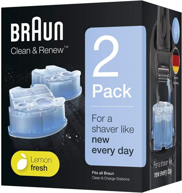 Braun Clean & Renew Cartucce, Soluzione Detergente al Limone, Pulizia Rasoio