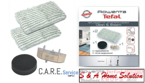 ROWENTA KIT 2x PANNO + FILTRO ANTI CALCARE + SPUGNA CLEAN & STEAM RY7535 RY7557