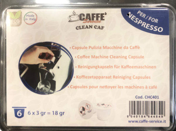Capsule per la pulizia delle macchine da caffè serie NESPRESSO 6 pezzi/scatola