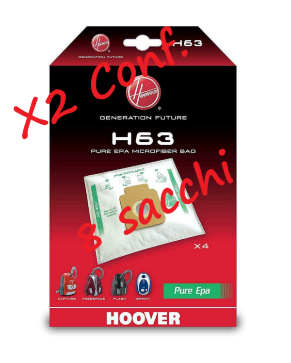 H63 Hoover 2 confezioni Sacchetti per aspirapolvere Pure-Epa originale Hoover