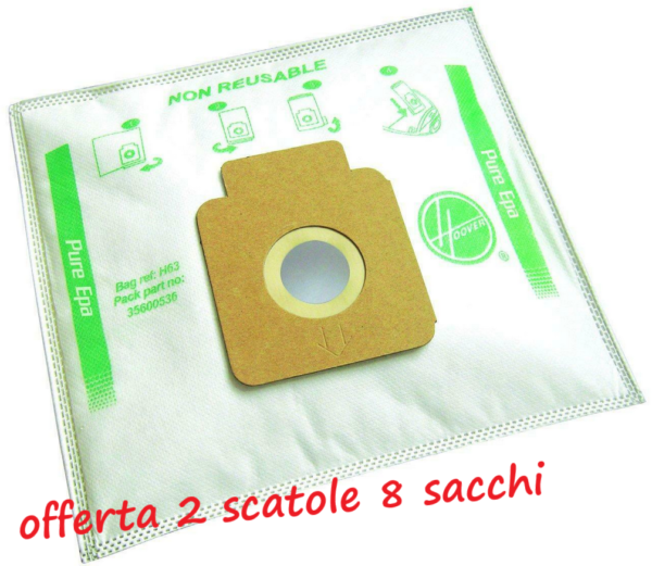 H63 Hoover 2 confezioni Sacchetti per aspirapolvere Pure-Epa originale Hoover