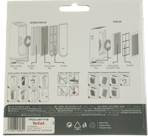 Rowenta filtro Nanocaptur+ purificatore aria Intense Pure Air PU4020 PU4080 PU40