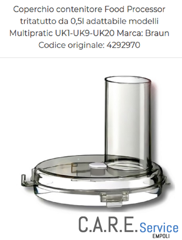 BRAUN COPERCHIO CONTENITORE MULTIPRATIC UK1 UK9  UK11 UK20 - UK21 - UK250