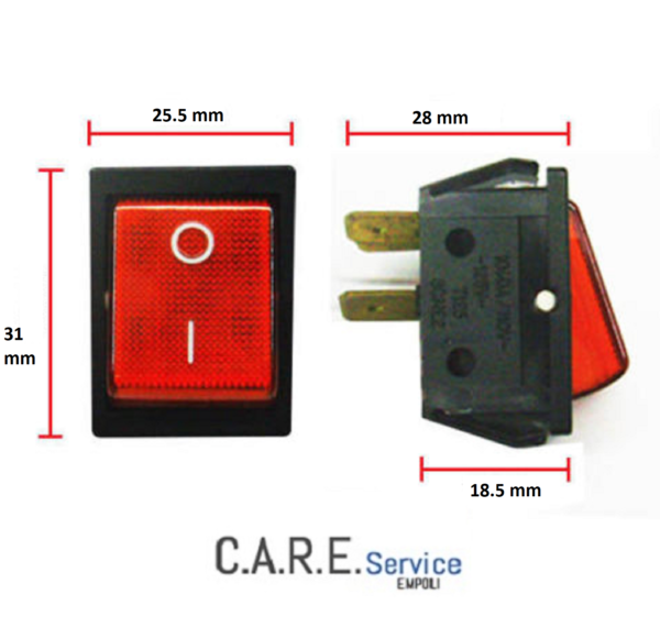 INTERRUTTORE BIPOLARE LUMINOSO ROSSO 250V MAX 16A - F037R