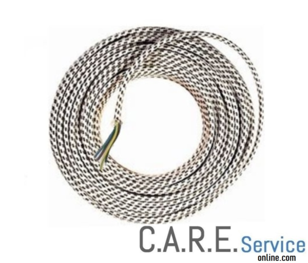 Cavo Telato in Cotone per FERRI da STIRO. 4 X 0,75 - 220v. colore nero/bianco