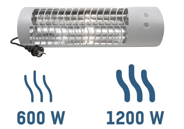 HyCell Riscaldatore radiante a parete con 2 impostazioni di calore 600W o 1200W