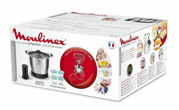 Moulinex accessorio mini ciotola tritatutto 1,4L + 4 ciotole Companion XF387 HF