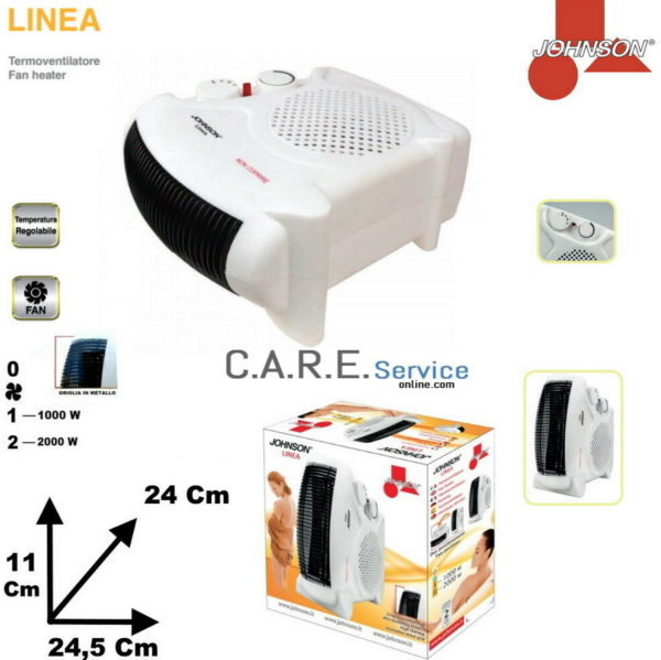 TERMOVENTILATORE STUFA 2 POSIZIONI CON TERMOSTATO 1000 - 2000 WATT JOHNSON LINEA