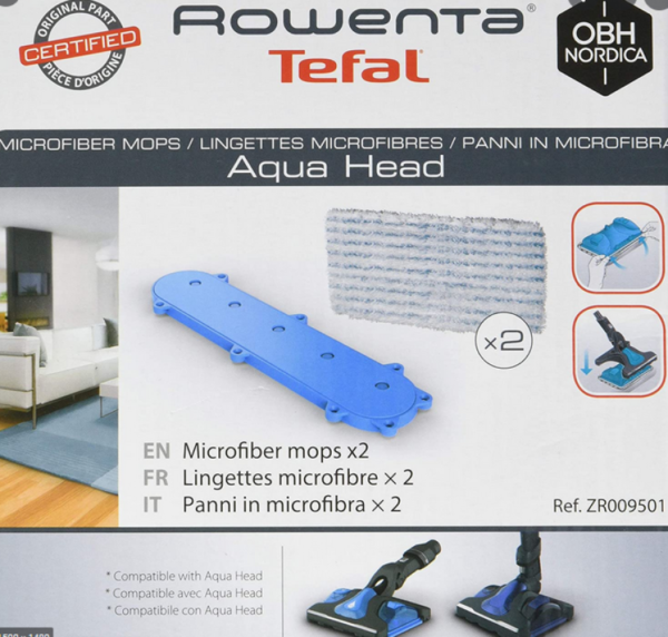 ROWENTA KIT 2 Salviettine in microfibra per Aqua Head ZR009501 Aqua X-Force