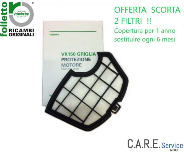 OFFERTA 2 GRIGLIE PROTEZIONE MOTORE ORIGINALI VORWERK FOLLETTO VK140/150 NUOVE