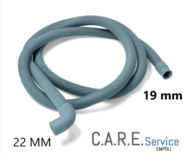 Tubo scarico lavatrice lavastoviglie 90° PIPA Ø19-22mm mt 2,5 flessibile ITALY