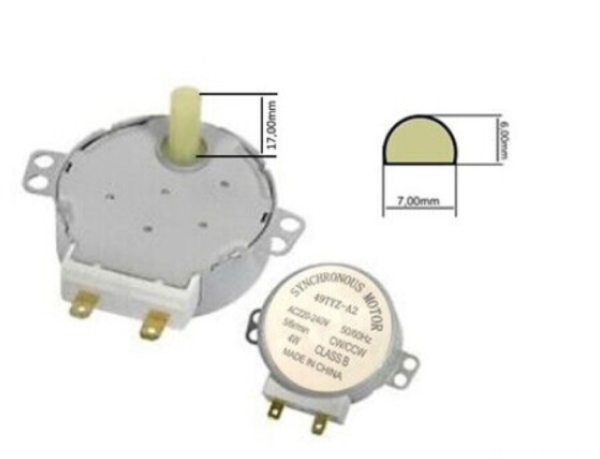 MOTORINO PER PIATTO MICROONDE ALBERINO 17mm DIAM 7mm 220V 4W 50/60Hz 5 GIRI MIN.