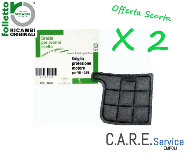 KIT 2 GRIGLIE PROTEZIONE FILTRO MOTORE VORWERK FOLLETTO ORIGINALE VK135 VK136