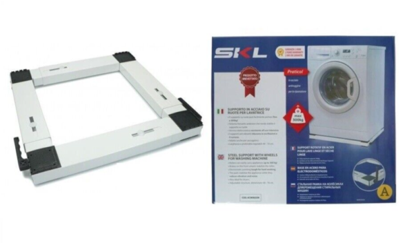 CARRELLO SUPPORTO LAVATRICE ANTIVIBRAZIONE ACCIAIO BIANCO 40-70 CM, 300 KG