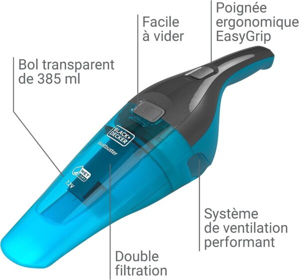 BLACK+DECKER WDC215WA-QW Aspirabriciole e Aspira Liquidi Senza Fili a batteria