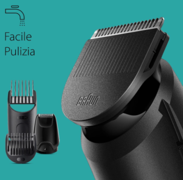 Braun Regolabarba Tagliacapelli Uomo, Rasoio Elettrico Barba e Capelli, 6-In-1 Styling Kit Ideale Per Barba e Capelli