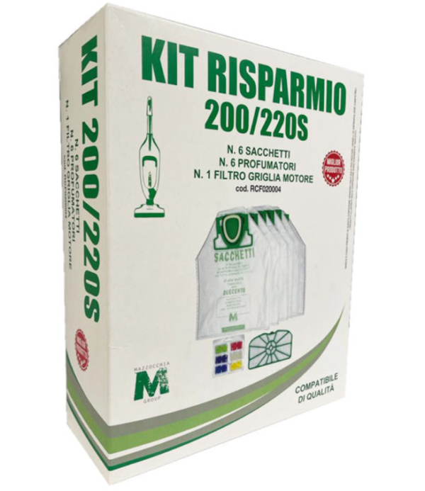 SACCHETTI PER FOLLETTO VK200 E VK200S ADATTABILI KIT RISPARMIO CON FILTRO E PROFUMI