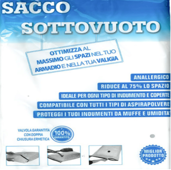 SACCO PER SOTTOVUOTO INDUMENTI SALVASPAZIO PER ARMADI E VALIGIE - 100 X 70