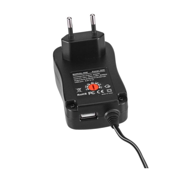 Alimentatore stabilizzato universale da 30W  regolabile da 3V a 12V DC